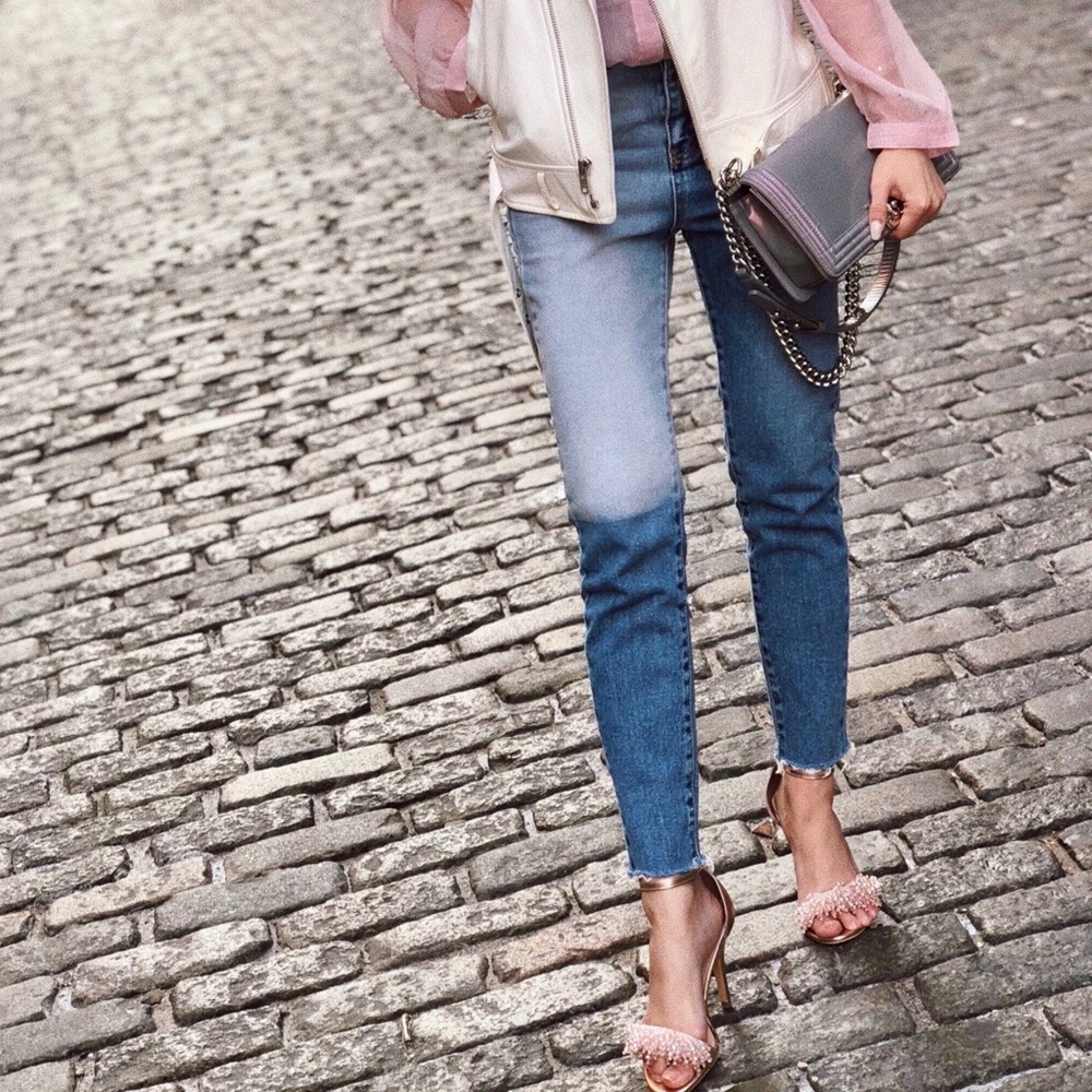 Asymmetrical Color Jeans